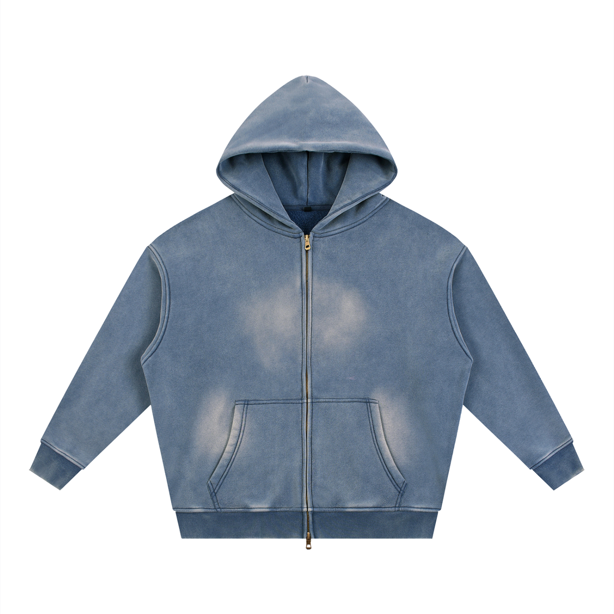 Sunfade Two-way Zipper Boxy Fleece Hoodie