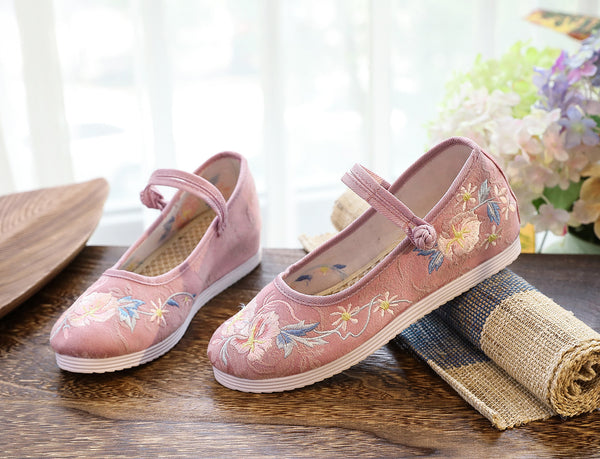 Womens Embroidered Flat Cloth Shoes