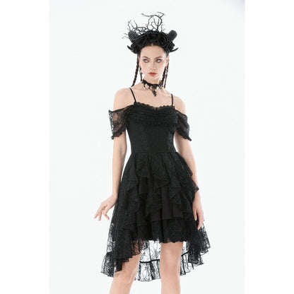 Dark in Love Romantic Gothic Lace Layered High-Low Dress