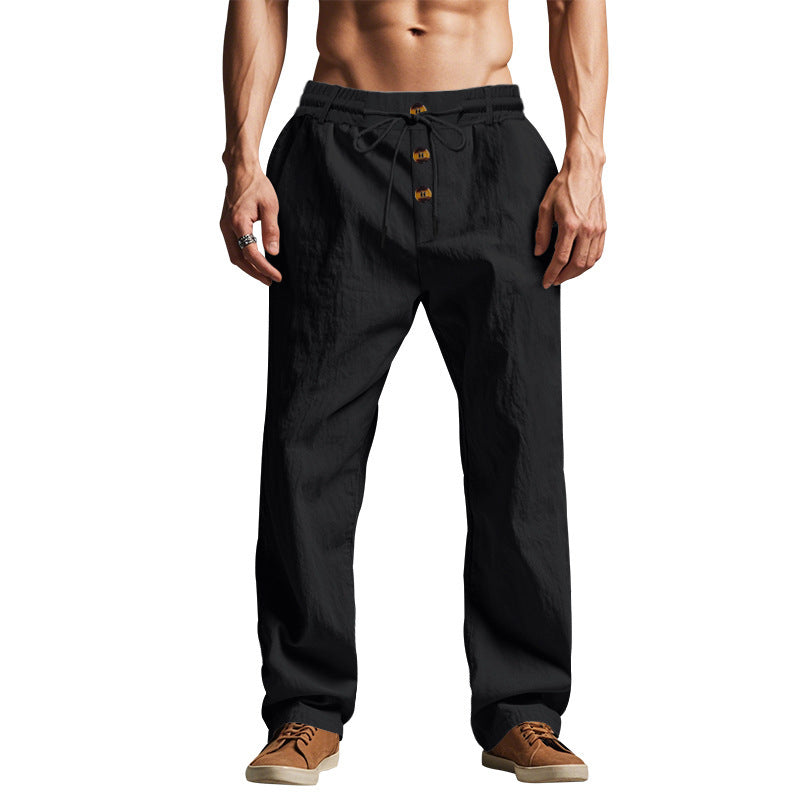 Men's Loose Fit Straight-Leg Casual Trousers | Breathable Summer Beach Pants
