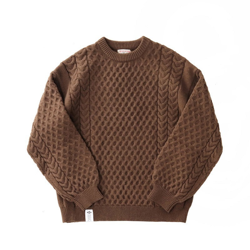 Mens Thickened Knitting Retro Lantern Sweater
