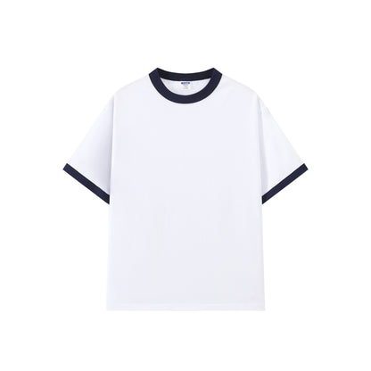 Contrast-color Short-sleeve Crew Neck Spliced Color