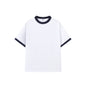Contrast-color Short-sleeve Crew Neck Spliced Color