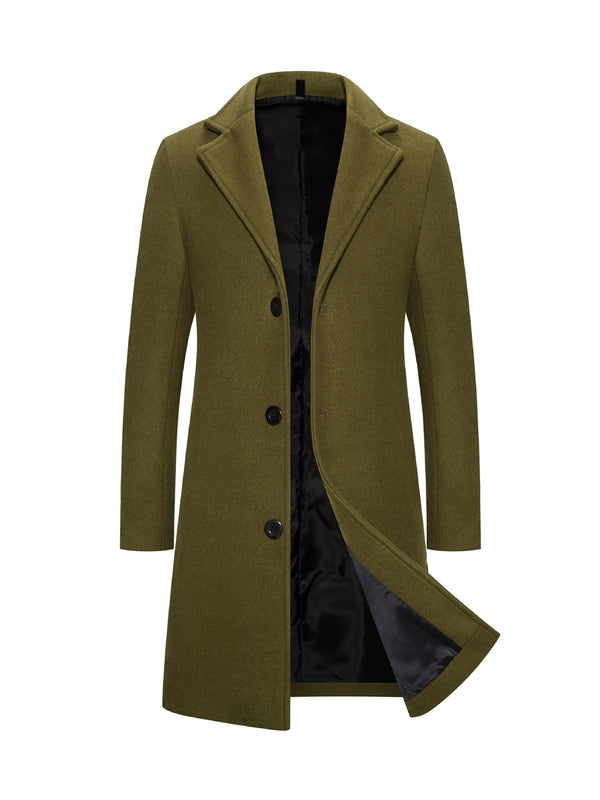 Men's Woolen Slim-Fit Trench Coat