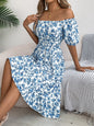 Robe à Imprimé Floral Col Carré Robes d'Été à Volants Mode Vêtements Féminins