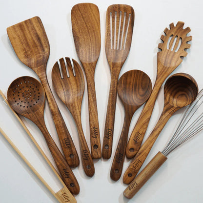 Teak Wood Spatula 10pcs set