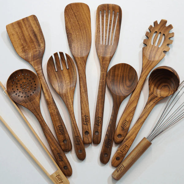 Teak Wood Spatula 10pcs set