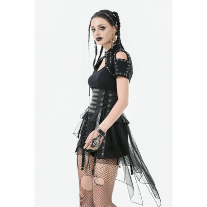 Jupe-Corset Superposée en Mesh et Similicuir Draven Dark in Love