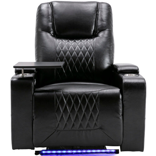 Electric Recliner Chair With USB Charge Port, 360 Swivel Tray Table, Hand In-Arm Storage, Cup Holders, Ambient Lighting - Ambient Lighting Gaming Recliner Chair Home Theat