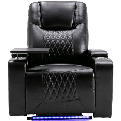 Electric Recliner Chair With USB Charge Port, 360 Swivel Tray Table, Hand In-Arm Storage, Cup Holders, Ambient Lighting - Ambient Lighting Gaming Recliner Chair Home Theat