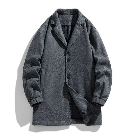 Men's Loose Mid-length Woolen Trench Coat