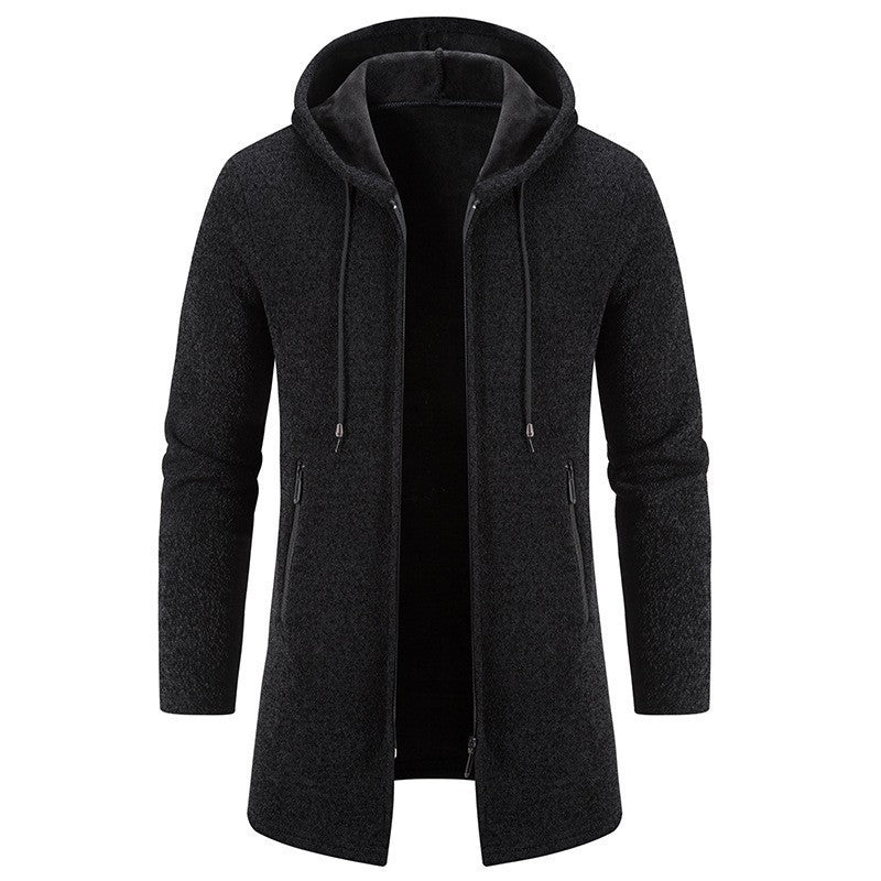 Men's Cardigan Mid-length Hooded Jacket
