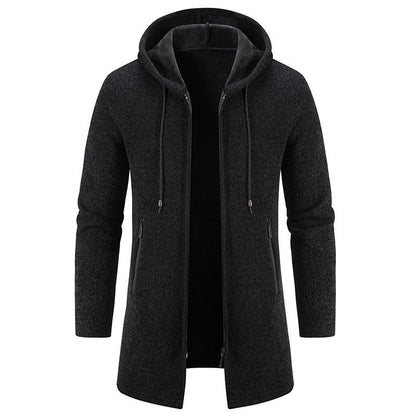 Men's Cardigan Mid-length Hooded Jacket