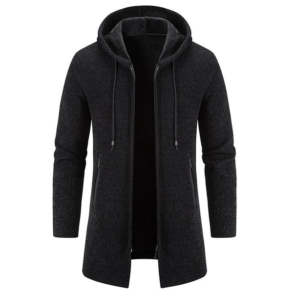 Men's Cardigan Mid-length Hooded Jacket