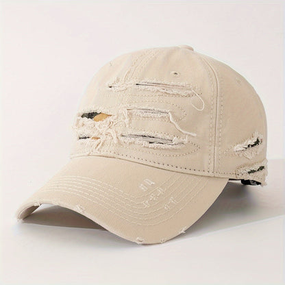 Casquette de baseball légère et réglable avec texte brodé au dos, tissu multicouche effet vieilli –