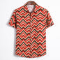 Men's Plus Size Summer Loose Short Sleeves Shirt Retro