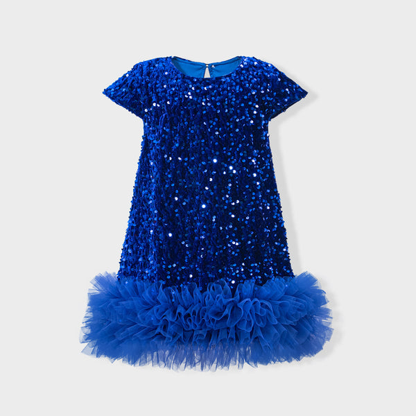 Robe Gilet Fille Fashion à Paillettes et Gaze