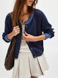 Women's Round Neck Knitwear Single Row Button Coat