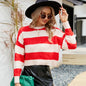 Outerwear Striped Contrast Color Mohair Sweater
