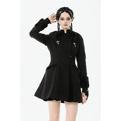 Manteau gothique Dark in Love avec oreilles de chat en fausse fourrure