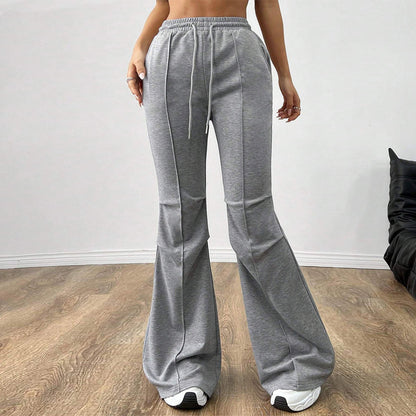 Drawstring Elastic Waist Wide Leg Trousers
