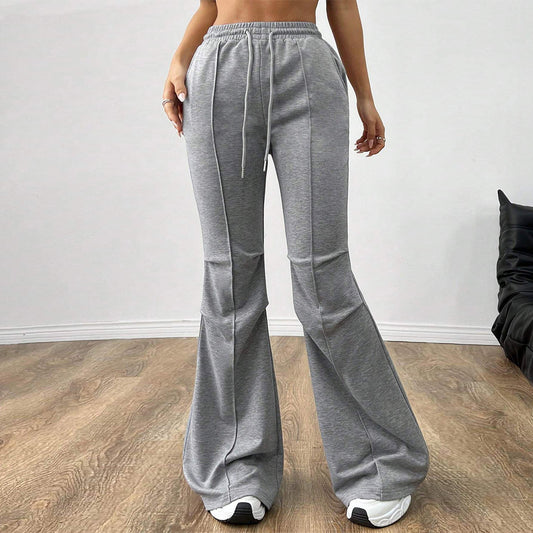 Drawstring Elastic Waist Wide Leg Trousers