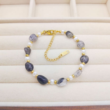 Fashion Cool Crystal Stone Pearl Bracelet