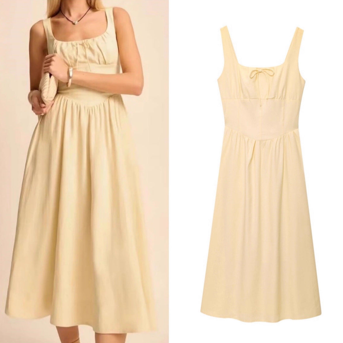 Robe bustier cintrée avec nœud papillon pour femme