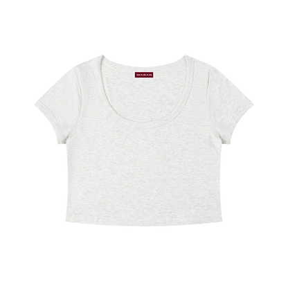 Women's Solid Color Slim Crop T-Shirt