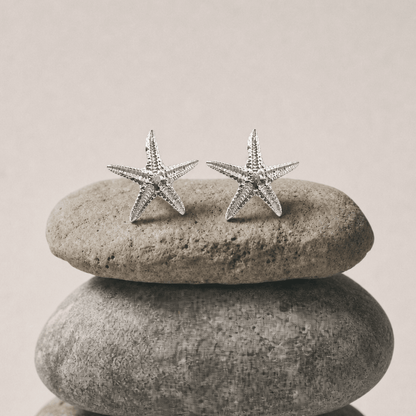 Puces d'oreilles étoile de mer en argent délicates