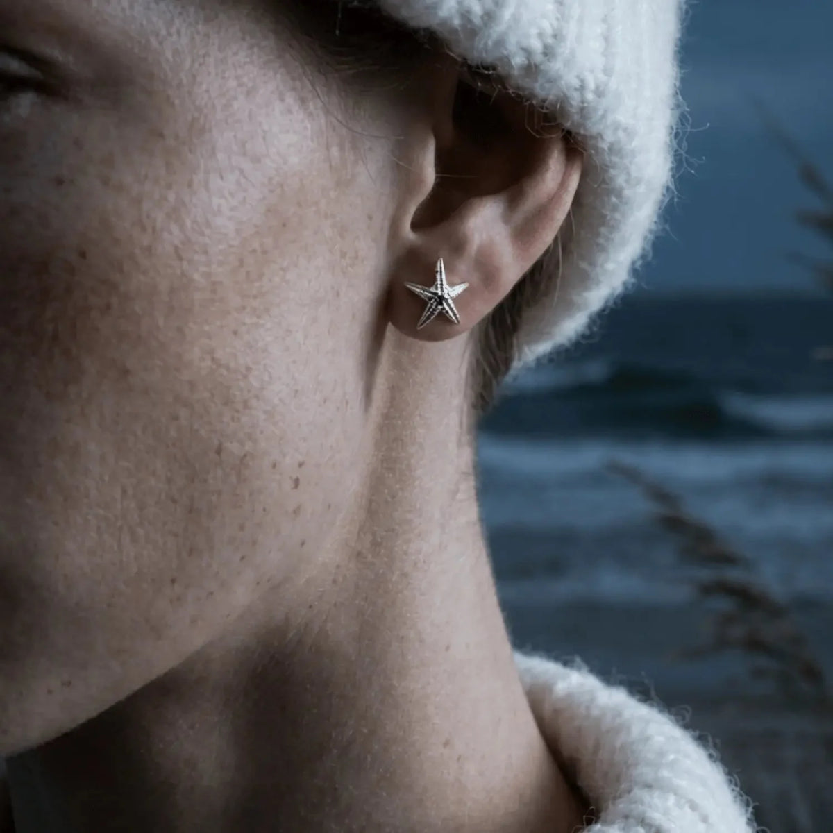 Puces d'oreilles étoile de mer en argent délicates