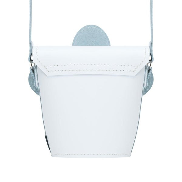 Sac Rond en Cuir Fait Main Daisy - Blanc et Violet