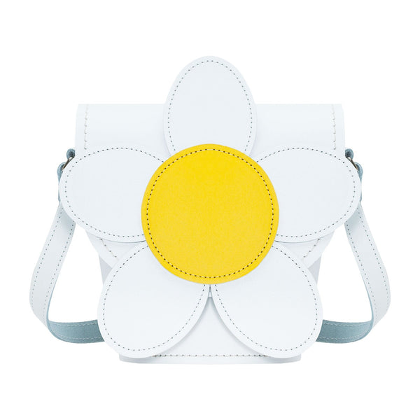 Handmade Leather Daisy Barrel Bag - White