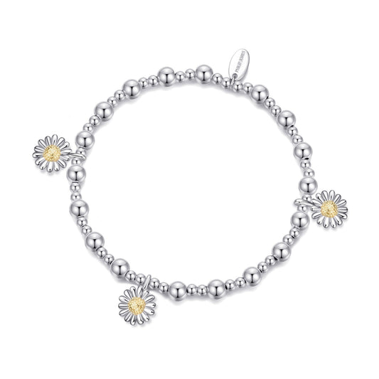 Daisy Charm Beaded Stretch Bracelet