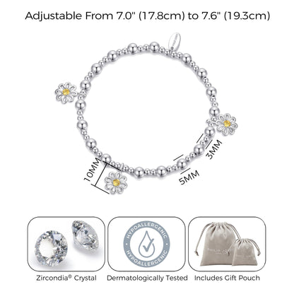 Thanks for Helping Me Grow Daisy Crystal Beaded Stretch Bracelet with Gift Box