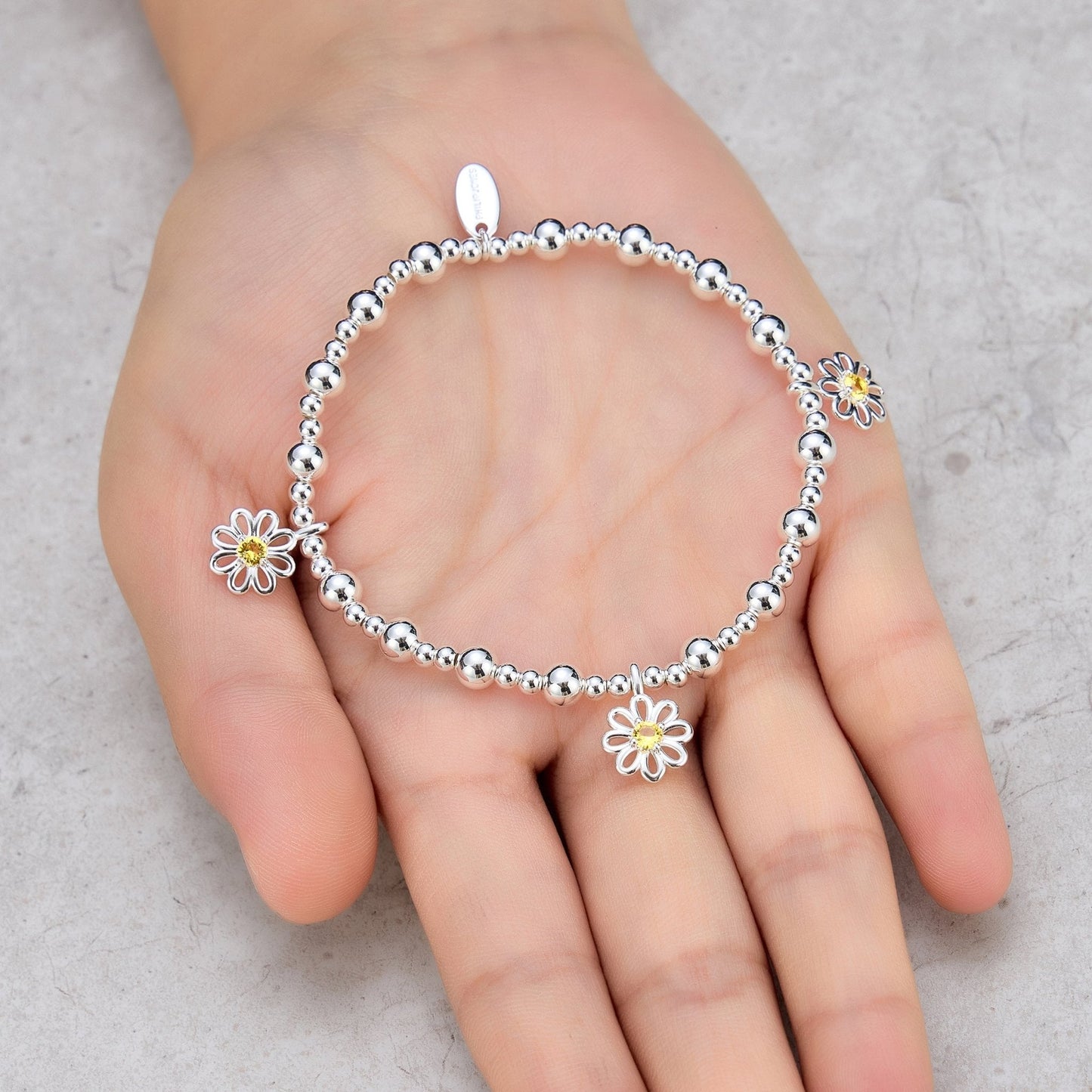 Daisy Crystal Beaded Stretch Bracelet Created with Zircondia® Crystals