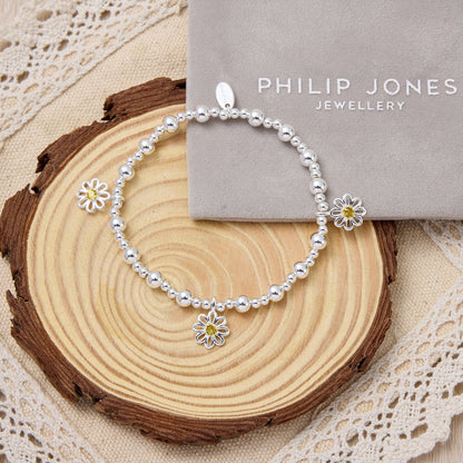 Daisy Crystal Beaded Stretch Bracelet Created with Zircondia® Crystals