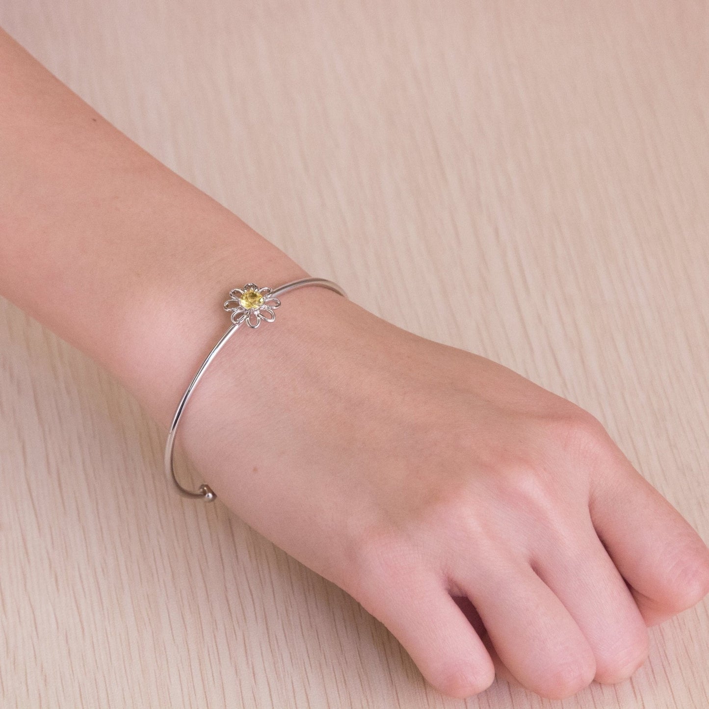 Daisy Crystal Cuff Bangle Created with Zircondia® Crystals