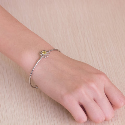 Daisy Crystal Cuff Bangle Created with Zircondia® Crystals
