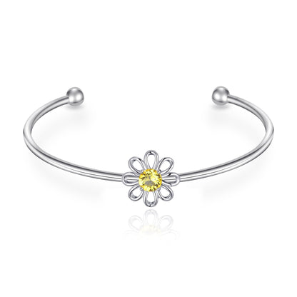 Daisy Crystal Cuff Bangle Created with Zircondia® Crystals