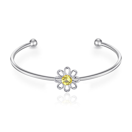 Daisy Crystal Cuff Bangle Created with Zircondia® Crystals