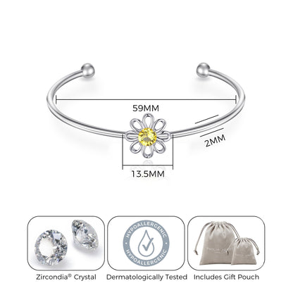 Daisy Crystal Cuff Bangle Created with Zircondia® Crystals