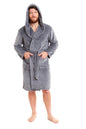 OLIVIA ROCCO Hooded Plush Flannel Bathrobe for Men Ultra-Absorbing Soft Fleece Dressing
