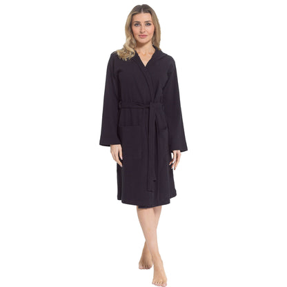 Peignoir Gaufré en Coton à Capuche pour Femme Noir Super Absorbant Robe de Chambre Spa pour la Maison, le Salon et les Voyages par Daisy Dreamer