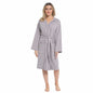 OLIVIA ROCCO Women's Hooded Waffle Cotton Bathrobe Grey 100% Cotton Super Absorbent Spa