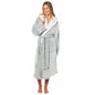OLIVIA ROCCO Womens Shimmer Fleece Hooded Bath Robe Soft Plush Luxury Dressing Gown Grey Cosy Easy-Care Nightwear Set