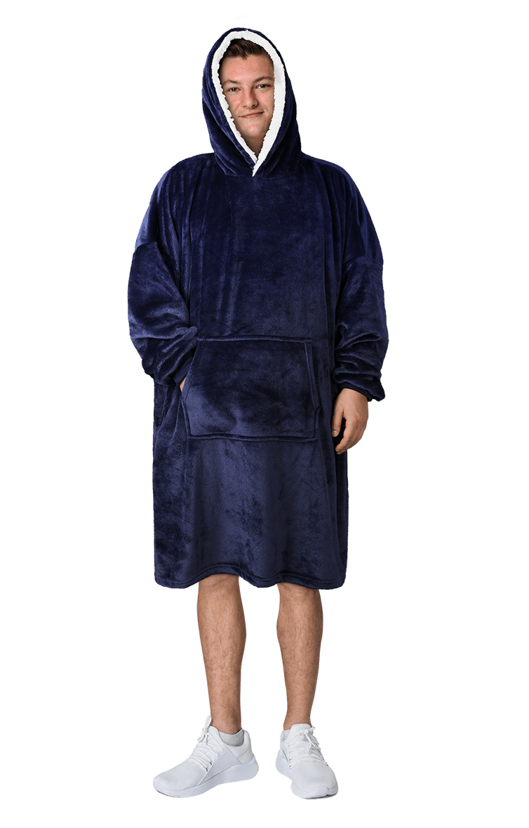 Couverture à Capuche Géante Doublée Sherpa pour Homme avec Poche pour un Confort et une Chaleur Optimale Motifs Étoiles Grises par Daisy Dreamer