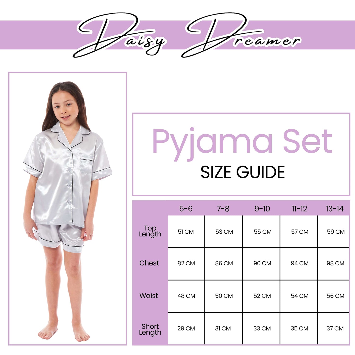 OLIVIA ROCCO Girls Satin Silk Short Pyjama Set Button Down Shirt And Loose Fitting Pants