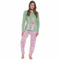 OLIVIA ROCCO Women's Giraffe Print Cotton Jersey Long Sleeve Pyjama Set Soft Sleepwear