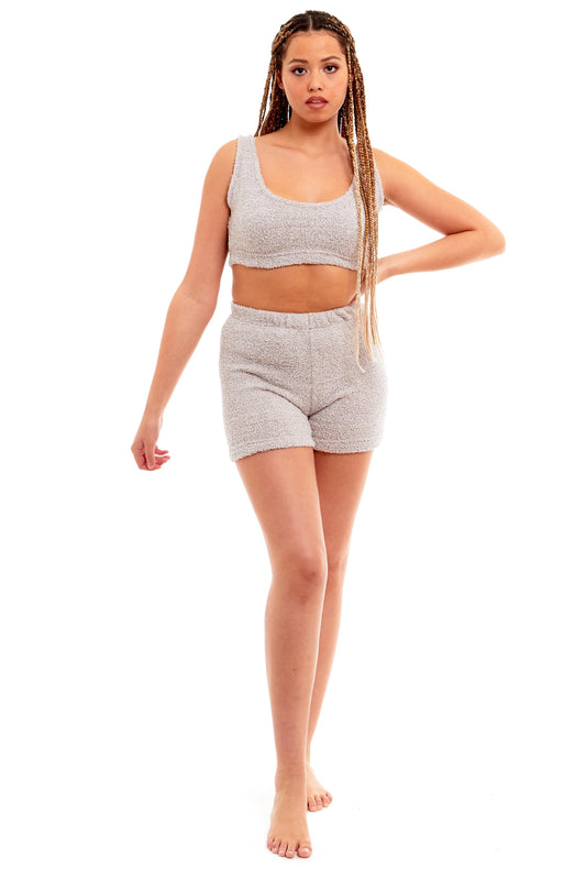 Ensemble lounge pour femme de Daisy Dreamer : débardeur et short en polaire Teddy ultra doux pour un confort toute l'année